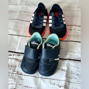 Two pair Adidas Blue Sneakers with Velcro Strap